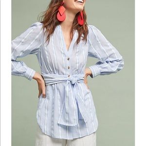 Anthropologie South Seas Belted Button Down